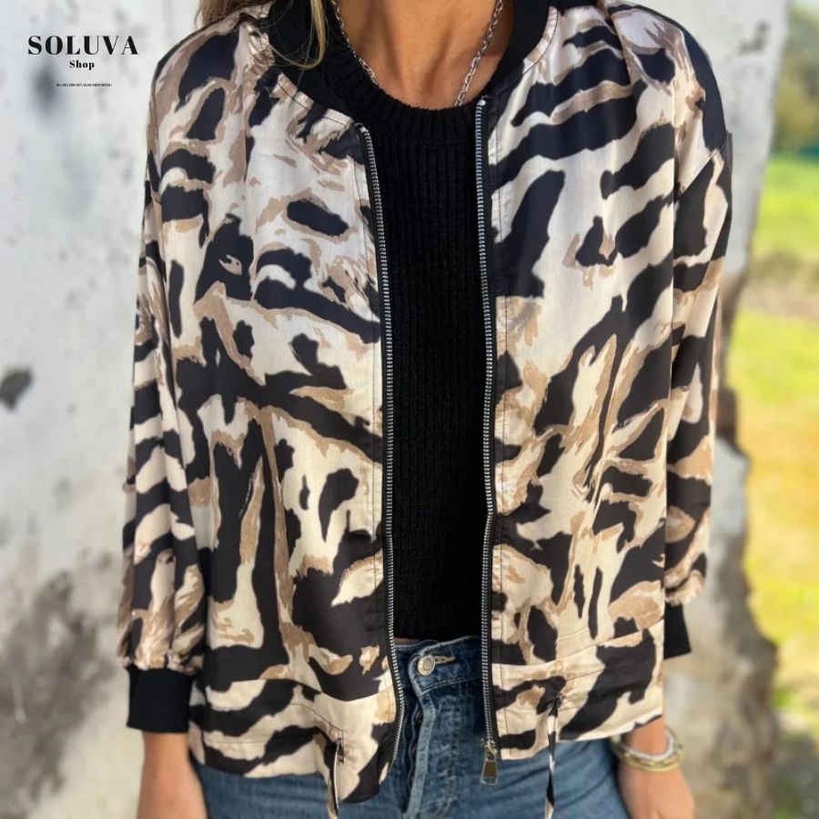 Noir - Modieuze Zebra Bomberjas