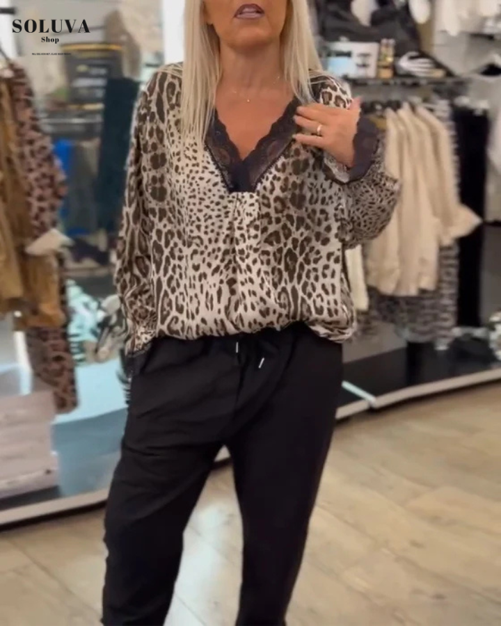 Elin - Modieuze Luipaard Blouse
