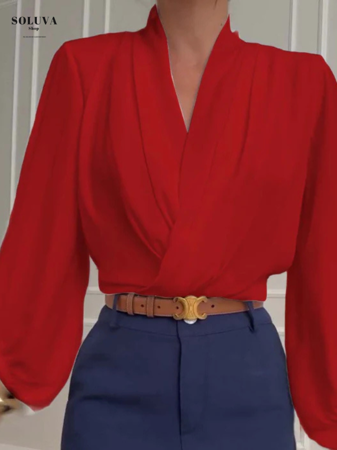 Victoria - Stijlvolle V-Hals Blouse + Gratis Bijpassende Broek!