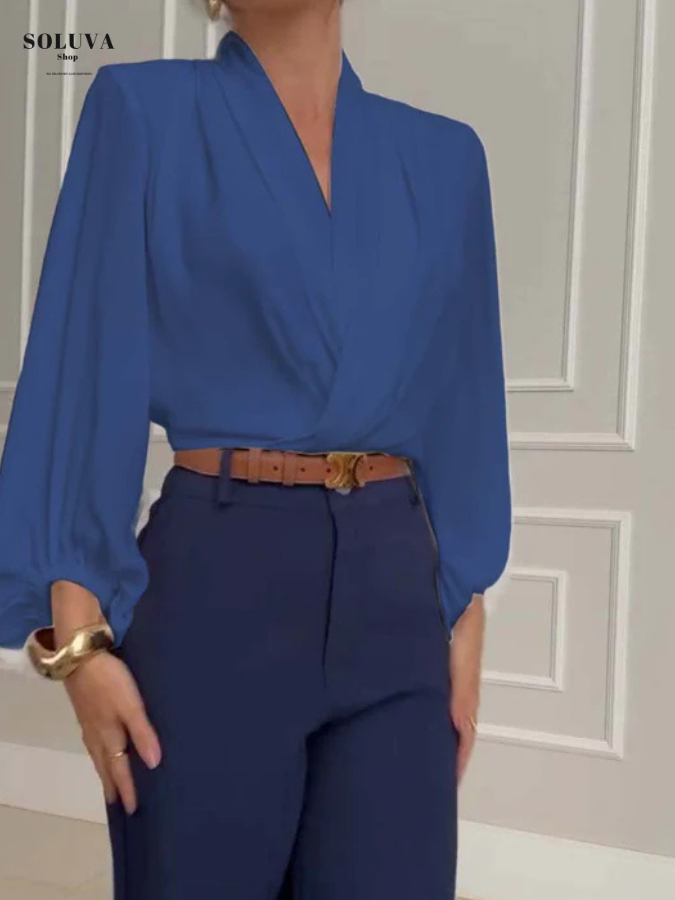 Victoria - Stijlvolle V-Hals Blouse + Gratis Bijpassende Broek!