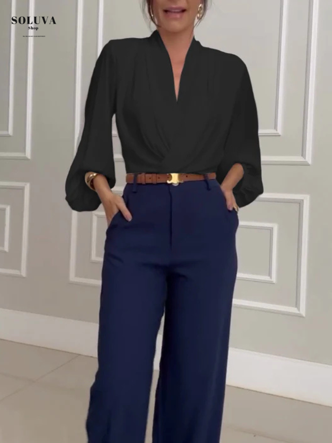 Victoria - Stijlvolle V-Hals Blouse + Gratis Bijpassende Broek!
