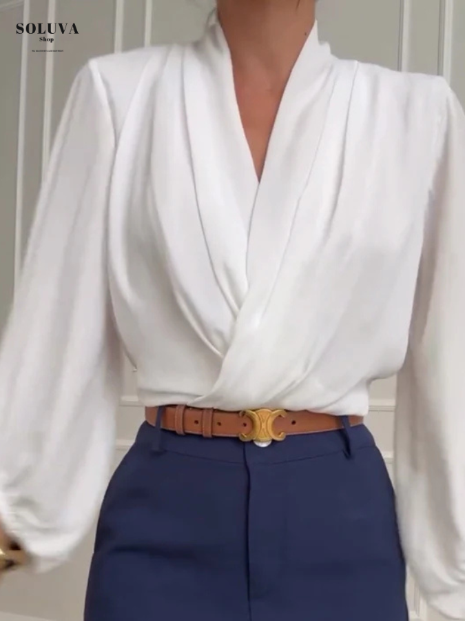 Victoria - Stijlvolle V-Hals Blouse + Gratis Bijpassende Broek!
