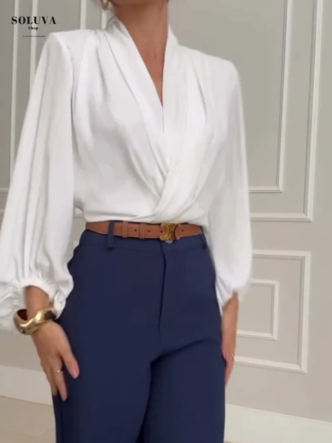 Victoria - Stijlvolle V-Hals Blouse + Gratis Bijpassende Broek!