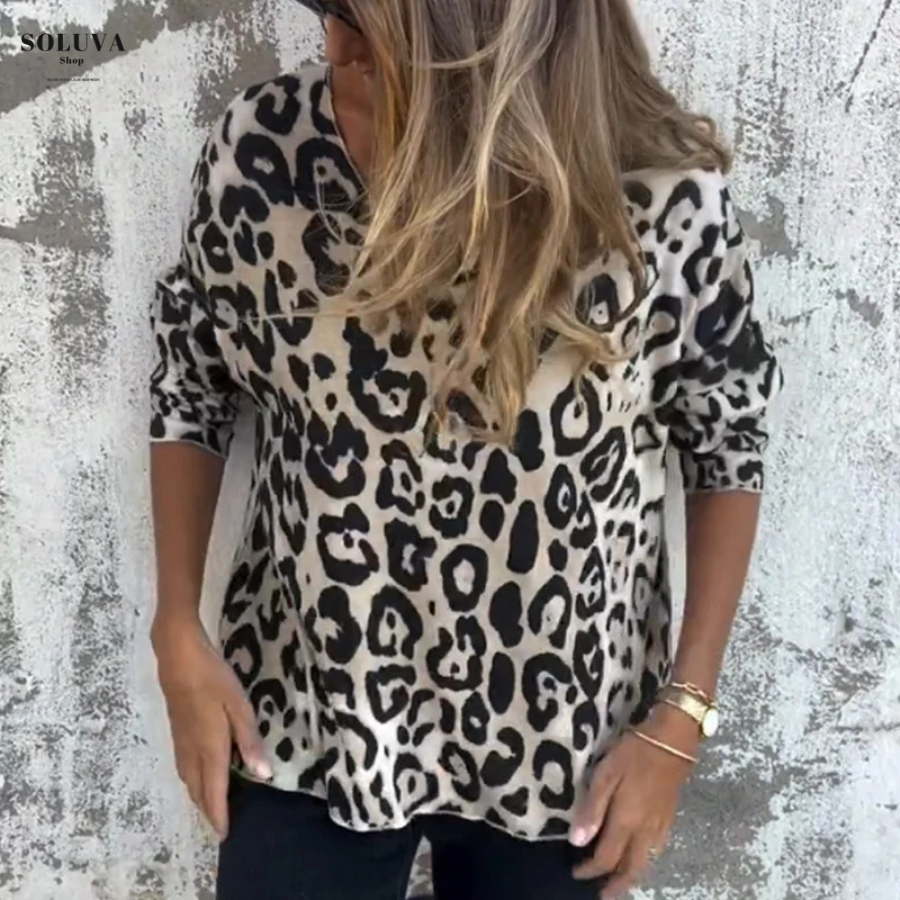 Valerie – Comfortabele Luipaard Top