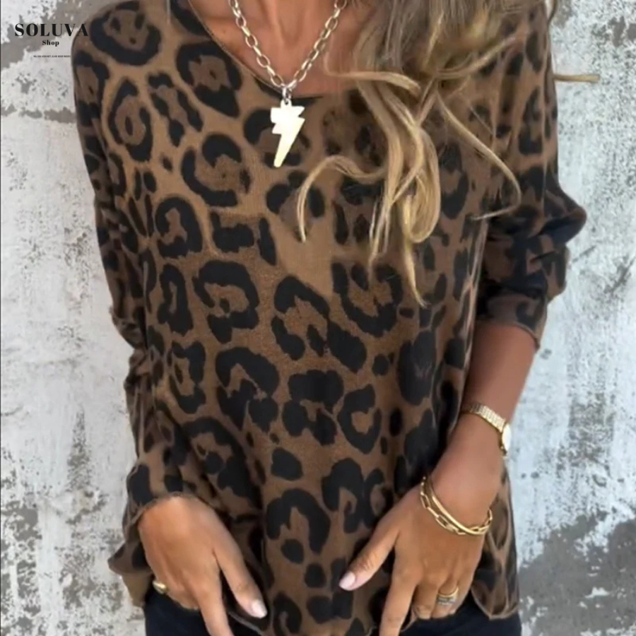 Valerie – Comfortabele Luipaard Top