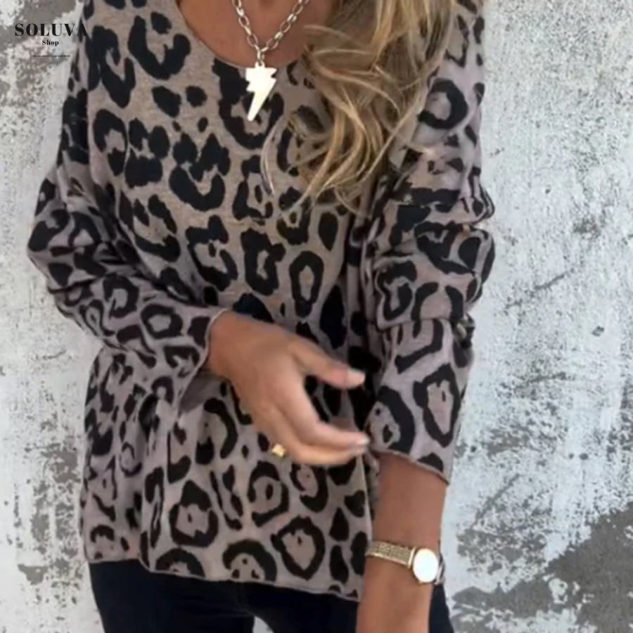 Valerie – Comfortabele Luipaard Top